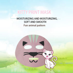 Y154-9 키티 고양이 재미있는 만화 동물 맞춤형 패턴 프린트 식물 섬유 천 안면 마스크 기판 시트 소재 - Product Image 4