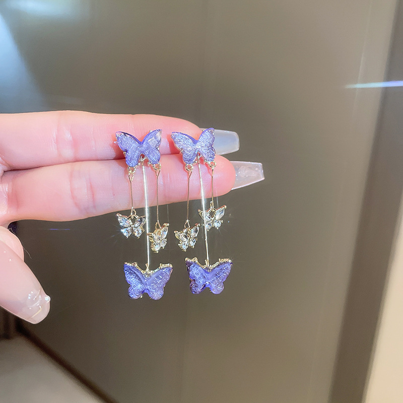 Boucles d'oreilles strass KIA16 - violet