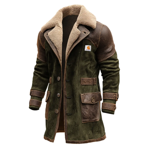 Canvas <strong>Men's</strong> Natural Jacquard Eisenhower Vintage <strong>Brown</strong> Suede <strong>Leather</strong> and <strong>Faux</strong> Fur Lined <strong>Jacket</strong> - Product Image 6