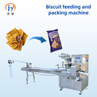 Machine d'emballage horizontale à flux continu pour biscuits et gâteaux, avec fonction de pose de pièces multiples