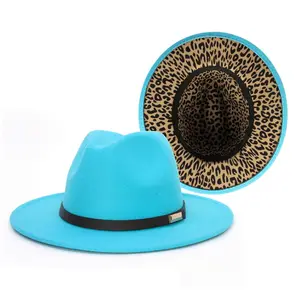 Topi Fedora Baru Mendukung Penyesuaian Topi Beludru Cetak Macan Tutul Internal Panama Topi Jazz Pria dan Wanita
