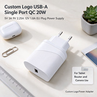 Alimentation électrique en vrac, type C, port unique, 20W 5V 3A 9V 2.25A 12V 1.8A, prise EU, pour la charge de smartphones et tablettes, chargeur de téléphone