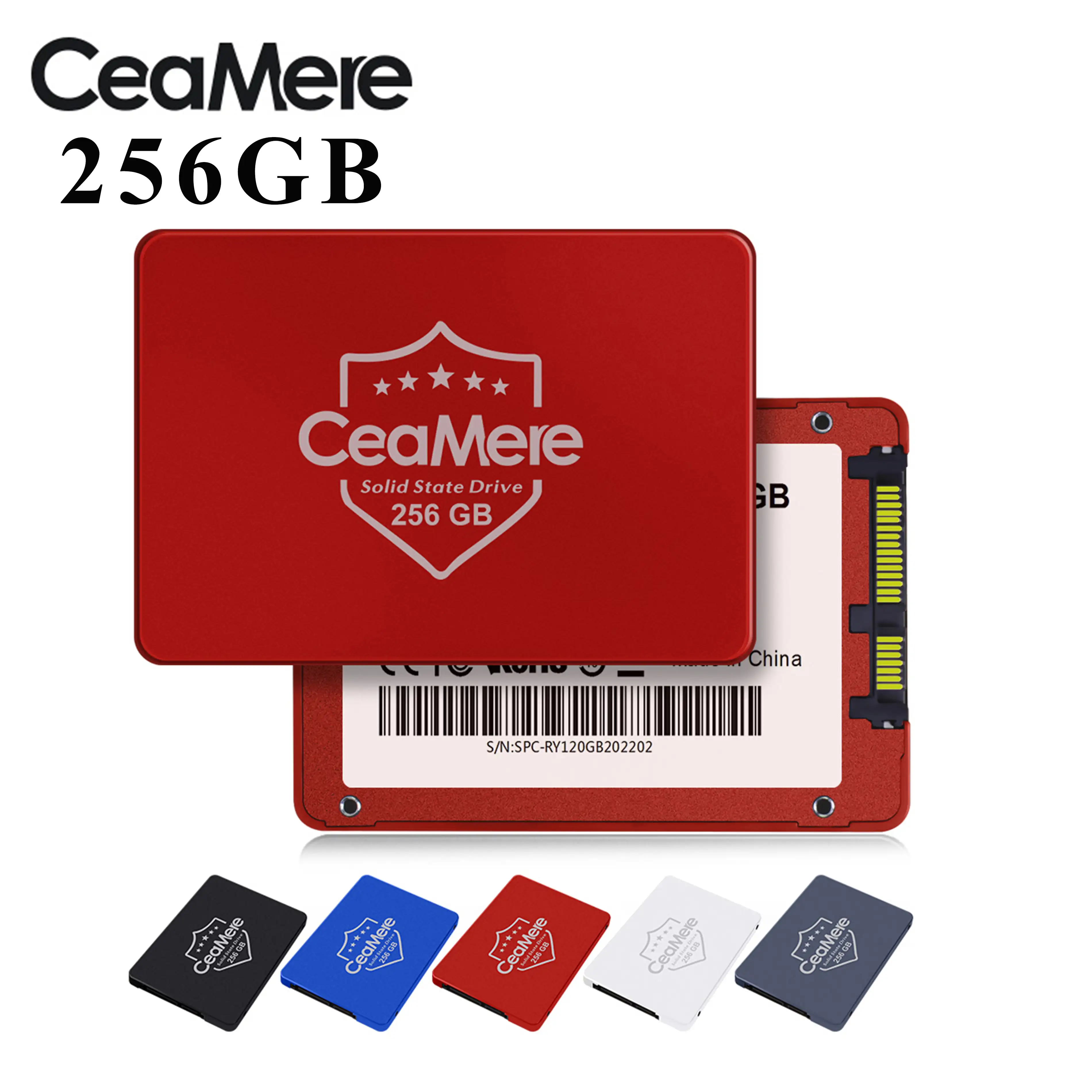 CeaMere-disco duro SATA de colores para ordenador portátil, 2,5pulgadas, 256GB SSD,velocidad de escritura, SATA de 500M/s~600M/s