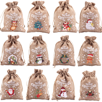 Sac de rangement en toile de jute réutilisable imprimé sur mesure pour Noël, sac de rangement pour pain en lin, sac de rangement en coton naturel et en lin