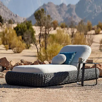 Chaise longue de piscine moderne en aluminium et corde pour hôtel, resort, plage – Mobilier d'extérieur pour villa