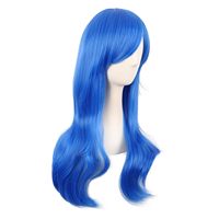 Wig Cosplay Kostum Rambut Keriting Panjang 28 Inci, Biru Cerah |   Wig 70 CM, Wanita, Poni Samping, Fashion