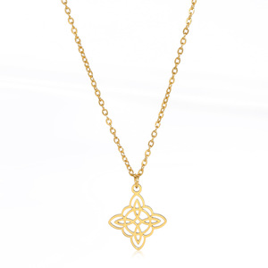 Kalung liontin simpul penyihir Vintage rantai Tautan kalung Choker geometris besi tahan karat hadiah perhiasan jimat wanita - Product Image 1