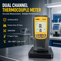 Termometer Termokopel Tipe K Dual Channel VA8060 T1 T2 Genggam -200 hingga 1300C Tipe J Max Min Data Hold Layar LCD Backlight CE