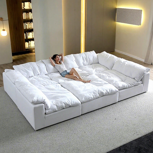 Canapé Modulaire Moderne Boucle Blanc Nuage en Forme de L ou en U, Compressé - Product Image 1