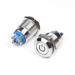 16 מ "מ spdt <span class=keywords><strong>12v</strong></span> ירוק הוביל טבעת הכוח סמל ip67 רגעיות מוארת לוח הבקרה - Product Image 4