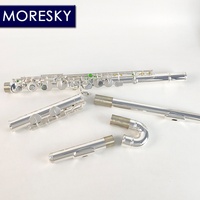 MORESKY Alto Flute 16 Holes G Tuning Silver Plated Cupro-Nickel Body E Mechanism Two Mouthpiece/Antique Classic Colors OEM