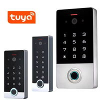 Interphone vidéo intelligent WiFi Tuya avec serrure de porte, contrôle d'accès biométrique par empreinte digitale, déverrouillage à distance par carte, application intelligente et sonnette caméra