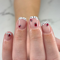 Faux ongles en gel à pois carrés français, 24 pièces, tendance, mignons, simples et classiques pour manucure