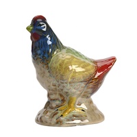 Ensemble de 2 statues de coq et de poule en céramique colorées, figurines de poulet en porcelaine peintes à la main, décoration rustique de ferme pour la cuisine