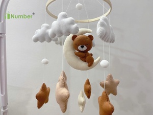 Productos para bebés, venta al por mayor, cuna Bohemia del Corán, móviles colgantes hechos a mano, peluche de fieltro suave, oso soñoliento, móviles para bebés para cunas - Product Image 6