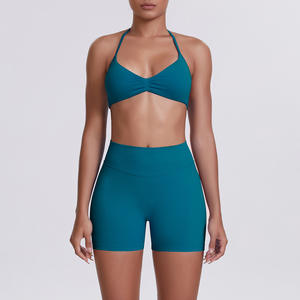Ensemble <span class=keywords><strong>de</strong></span> vêtements <span class=keywords><strong>de</strong></span> yoga pour femmes, respirant, sans couture, soutien-gorge <span class=keywords><strong>de</strong></span> sport à col ras du cou, short <span class=keywords><strong>de</strong></span> yoga, ensemble <span class=keywords><strong>de</strong></span> sport ajusté pour la course à pied, ensemble deux pièces - Product Image 6