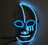 Masque Lumineux LED Demi-Lune à Fil Électroluminescent pour Halloween, Cosplay, Soirée Masquée, Accessoire de Costume, Vente en Gros OEM