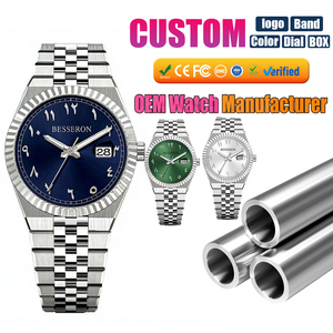 Montres arabes à cadran noir pour hommes, montre de luxe étanche, fabricant de montres, logo personnalisé, 40 mm, entièrement en acier inoxydable, montre-bracelet à quartz - Product Image 4