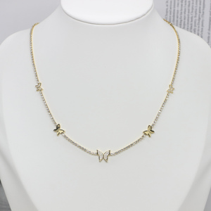 Nouveau collier ras du cou en laiton brillant pour femmes avec breloques de chaîne à maillons papillon/étoile/lune/cercle pour cadeau - Product Image 4