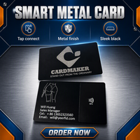 Carte de visite numérique en métal noir / Carte de visite NFC en métal de luxe avec lien codé pour les réseaux sociaux