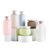 Botella de Plástico Verde HDPE Ecológica Personalizada de 250ml 300ml 400ml 16oz para Champú y Tarro de 8oz para Loción Corporal