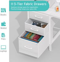 Bureau en bois certifié FSC Lufeiya blanc avec tiroirs de classement et armoire de rangement, bureau d'ordinateur réversible de 47 pouces pour petite chambre