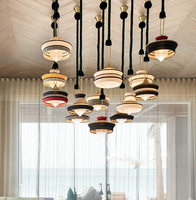 Lustre suspendu moderne en cristal de style nordique avec abat-jour en tissu, blanc chaud, intensité variable, lampe de plafond intérieure AC pour hôtels