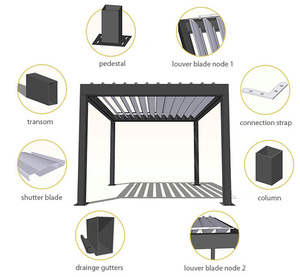 Pergola bioclimatique moderne en aluminium électrique pour terrasse, gazebo pour <span class=keywords><strong>restaurant</strong></span> en plein air avec bandes LED - Product Image 4