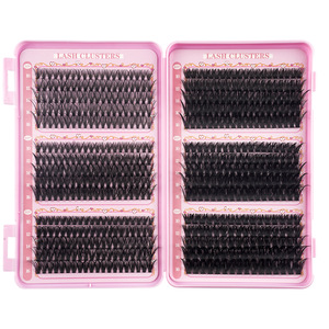 Extensions de cils en grappes individuelles 3D semi-faites à la main, auto-adhésives, effet naturel, grande capacité, pour DIY, pour l'exportation - Product Image 5