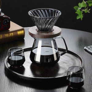 <span class=keywords><strong>Cafetera</strong></span> 2024 de vidrio de borosilicato alto, <span class=keywords><strong>cafetera</strong></span> hecha a mano, olla Mocha con tapa de vidrio, embudo de filtro de Base de madera - Product Image 2