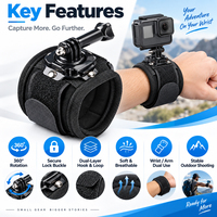 Détachable 360 °   Support de fixation rotatif et réglable pour caméra d'action et smartphone, idéal pour la randonnée, le cyclisme et le ski