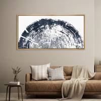 Tableau encadré sur toile, Anneaux d'arbre en bois, Art abstrait moderne, Peinture neutre, Décoration pour salon