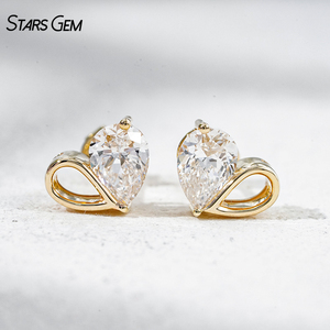 Lab Diamond <b>Earrings</b> 10K Gold Pear Cut 1.35CTW DEF Color VS Clarity Lab Grown Diamond Stone <b>Stud</b> <b>Earrings</b> - Product Image 1