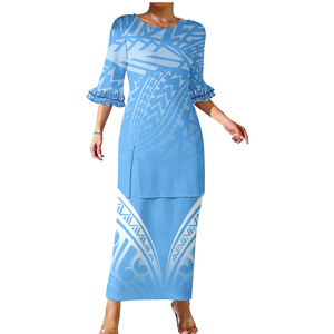 Платье-пулетаси с вашим логотипом, зеленое, женское, для выпускного вечера, полинезийская одежда, двухслойное, с рукавом до локтя, 2 шт. - Product Image 5