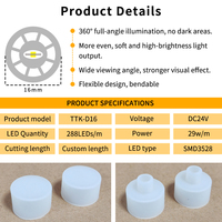 Tube néon LED flexible RGBIC programmable 24V à haute luminosité, 360° pleine surface, en silicone rond de 16 mm, pour la décoration commerciale et l'ingénierie
