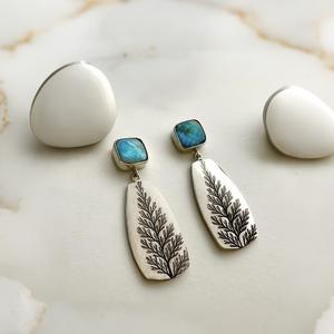 Forest Series Pine Tree Drop <b>Earrings</b> Bezel Setting Copper Ear <b>Post</b> Party Fashion Dangle <b>Earrings</b> CY2023 - Product Image 3