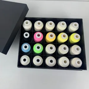 Conjunto de uma caixa com 20 cones, mudança de cores, design anti-falsificação, fio de bordar em poliéster 150D/2