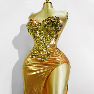 Robe <span class=keywords><strong>de</strong></span> Soirée <span class=keywords><strong>Sirène</strong></span> Or Liquide - Robe <span class=keywords><strong>de</strong></span> Bal Métallique Sexy à Fente Haute pour Gala, Tapis Rouge, Concours <span class=keywords><strong>de</strong></span> Beauté et Soirée Formelle 2026 - Product Image 4