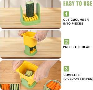 Hachoir à légumes 2-en-1, coupe-dés et trancheur manuel, mandoline en acier inoxydable - Product Image 6
