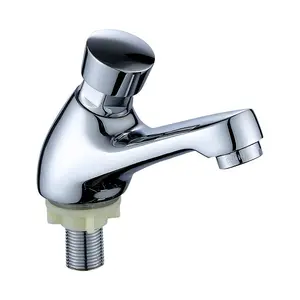 Press Type Brass Sink Mixer Single Delay Bathroom Basin Faucet Tap Simple Basin Faucet For Drain Tank