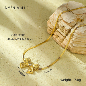 NIMAI Ensemble de Bijoux de Mode 4 Pièces Nœud Papillon pour Femme, en Acier Inoxydable, avec Papillon, Perle et Lame de Chaîne, Collier, Boucles d'Oreilles, Bracelet et Bagues - Product Image 6