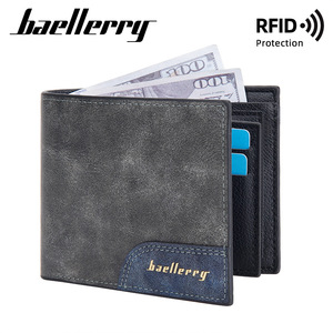 กระเป๋าสตางค์แบบสามพับสำหรับผู้ชาย Baellerry สีดำ สีน้ำเงิน สีน้ำตาลเข้ม ป้องกัน RFID ใช้ได้ทุกวัน สีพื้น ตกแต่งด้วยตัวอักษร คอลเลคชั่นฤดูใบไม้ผลิ 2024 - Product Image 5