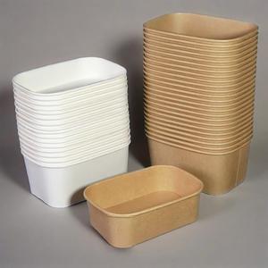 Rectangular Food Grade Disposable <b>Containers</b> with Lids in Beige and White for Commercial Use - Product Image 6
