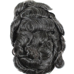 Prothèse capillaire homme en cheveux humains 100% naturels et durables, dentelle française blanchie parfaite, couleur 1B10 avec gris <span class=keywords><strong>blanc</strong></span> - Product Image 1