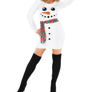 Vestido de Algodón Casual, Sexy y a la Moda, Estilo Europeo y Americano, Estampado y Bordado, para Fiesta de Navidad, Nuevo, OEM - Product Image 3