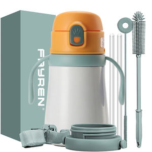 Bouteille d'eau pour étudiants avec logo personnalisé FAYREN, en acier inoxydable, avec paille, thermos portable, mignonne - Product Image 1