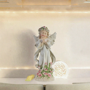 Resin Art Deco Eco-Friendly Handmade Coating Custom <b>Light</b> Portrait Guardian <b>Angel</b> Garden <b>Light</b> for Outdoor Home Decoration - Product Image 3
