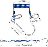 Crochet de plongée en acier inoxydable avec cordon à ressort en TPU et double mousquetons – Attache de sécurité marine pour la plongée en dérive et en grotte