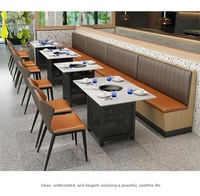 Ensemble table et chaises de style minimaliste moderne, plateau en marbre, cuisinière à induction intégrée, design moderne, table pour 4 à 8 personnes, restaurants