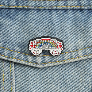 Broches de Esmalte de Sugar Spice and the Blood of My Enemies, Parodia de Corazón y Nube, Broche de Solapa, Venta al por Mayor - Product Image 1